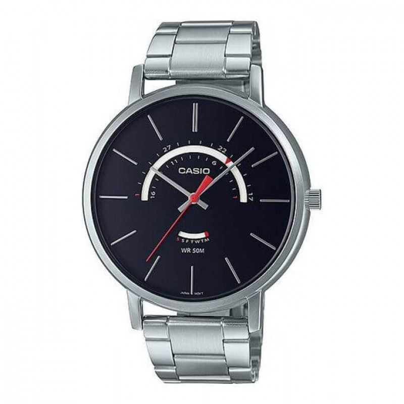 Casio – Montre pour homme – Affichage de la date arquée jours/mois – Bracelet en acier – MTP-B105D-1AV
