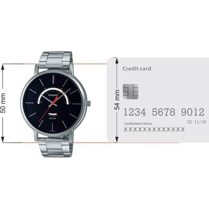 Casio – Montre pour homme – Affichage de la date arquée jours/mois – Bracelet en acier – MTP-B105D-1AV