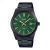 Casio – Montre pour homme en acier noir & cadran vert – Dateur – Étanche – MTP-VD03B-3A