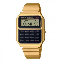 Casio – Montre vintage calculatrice en doré – Style des années 80 – Bracelet en acier – CA-500WEG-1A