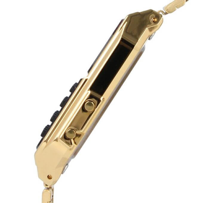 Casio – Montre vintage calculatrice en doré – Style des années 80 – Bracelet en acier – CA-500WEG-1A