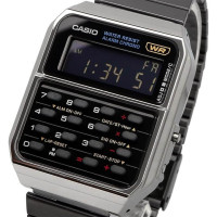 Montre calculatrice des années 80, Vintage Collection – Bracelet métallique noir – CA-500WEGG-1B