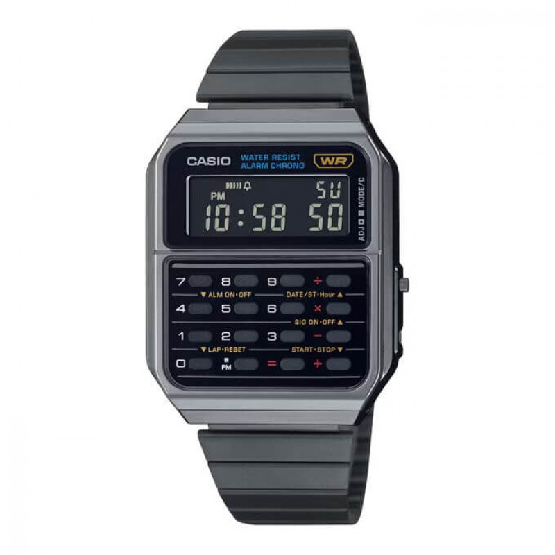Montre calculatrice des années 80, Vintage Collection – Bracelet métallique noir – CA-500WEGG-1B
