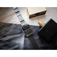 Montre calculatrice des années 80, Vintage Collection – Bracelet métallique noir – CA-500WEGG-1B