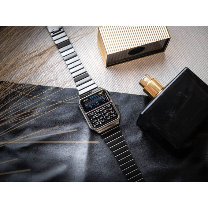 Montre calculatrice des années 80, Vintage Collection – Bracelet métallique noir – CA-500WEGG-1B