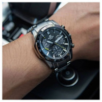 Casio – Solaire avec un cadran en fibre de carbone – Tout en acier inoxydable noir – EQS-930DC-1AVUDF