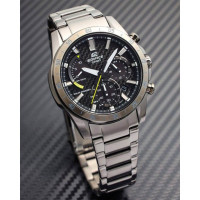 Casio – Solaire avec un cadran en fibre de carbone – Tout en acier inoxydable noir – EQS-930DC-1AVUDF