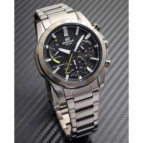 Casio – Solaire avec un cadran en fibre de carbone – Tout en acier inoxydable noir – EQS-930DC-1AVUDF Casio – Solaire avec un cadran en fibre de carbone – Tout en acier inoxydable noir – EQS-930DC-1AVUDF