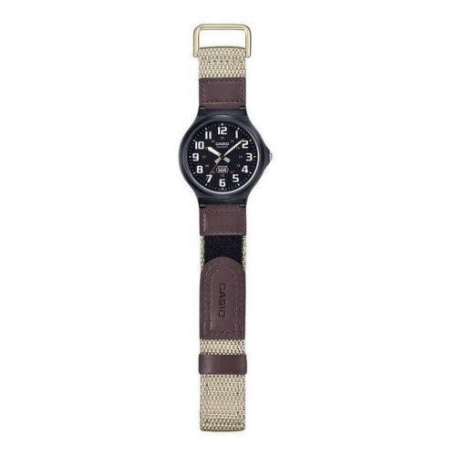 Casio – Montre cadran noir et bracelet nylon beige – Étanche 50 m – MW-240B5BVDF Casio – Montre cadran noir et bracelet nylon beige – Étanche 50 m – MW-240B5BVDF