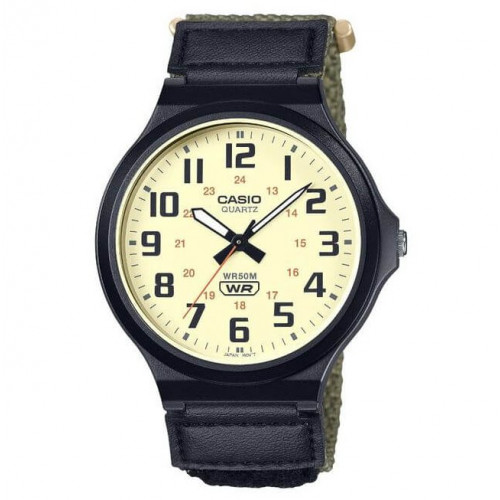 Casio – Montre pour homme en bracelet nylon vert – Étanche 50 m – Index chiffres – MW-240B-3BVDF Casio – Montre pour homme en bracelet nylon vert – Étanche 50 m – Index chiffres – MW-240B-3BVDF