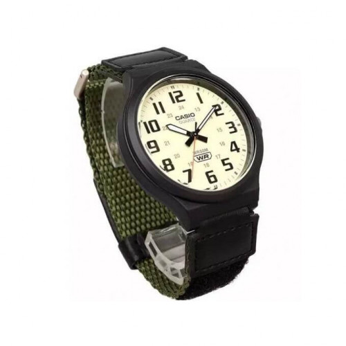 Casio – Montre pour homme en bracelet nylon vert – Étanche 50 m – Index chiffres – MW-240B-3BVDF Casio – Montre pour homme en bracelet nylon vert – Étanche 50 m – Index chiffres – MW-240B-3BVDF