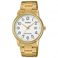 Casio – Montre classique avec index chiffres & dateur – Bracelet en acier doré inoxydable – MTP-V002G-7B2