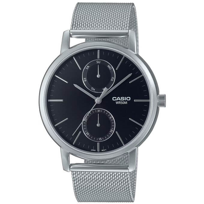 Casio – Belle montre pour hommes en bracelet milanais & indicateur date jours/mois – MTP-B310M-1AVDF