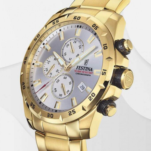 Festina – Montre chronographe dorée pour homme – Tout en acier inoxydable – F20541/1 Festina – Montre chronographe dorée pour homme – Tout en acier inoxydable – F20541/1