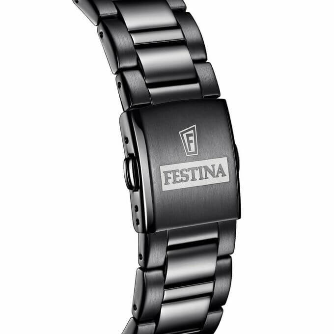 Festina – Boîtier en céramique noir – Verre saphir & Bracelet en acier noir – Étanche 100 m – F20577/1