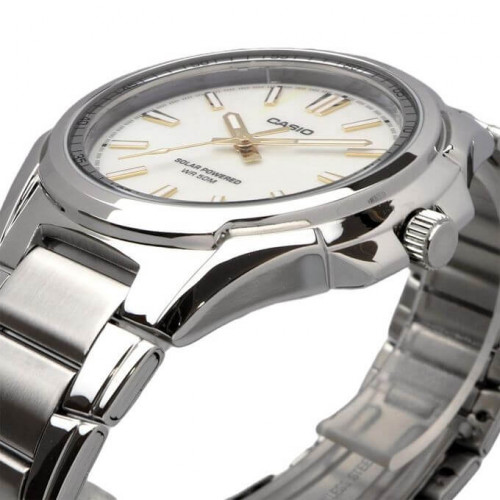 Casio – Montre masculine à énergie solaire, dotée d’un cadran nacré, Bracelet en acier – MTP-RS100S-7AVDF Casio – Montre masculine à énergie solaire, dotée d’un cadran nacré, Bracelet en acier – MTP-RS100S-7AVDF