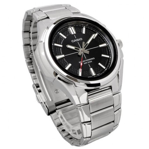 Casio – Montre solaire – Cadran noir, étanche jusqu’à 50 m dotée d’un bracelet en métal – MTP-RS100D-1AVDF Casio – Montre solaire – Cadran noir, étanche jusqu’à 50 m dotée d’un bracelet en métal – MTP-RS100D-1AVDF