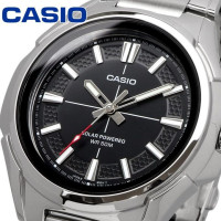Casio – Montre solaire – Cadran noir, étanche jusqu’à 50 m dotée d’un bracelet en métal – MTP-RS100D-1AVDF