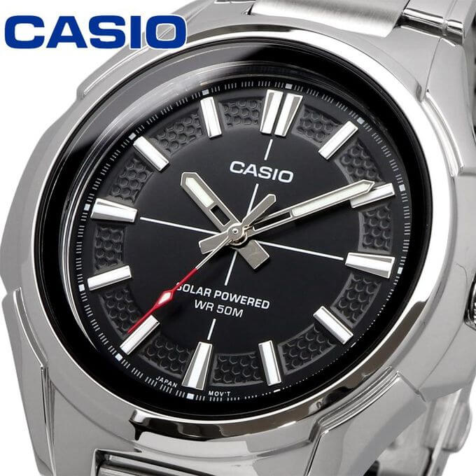 Casio – Montre solaire – Cadran noir, étanche jusqu’à 50 m dotée d’un bracelet en métal – MTP-RS100D-1AVDF