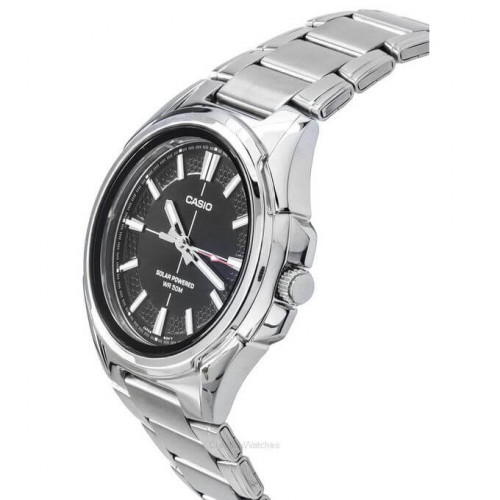 Casio – Montre solaire – Cadran noir, étanche jusqu’à 50 m dotée d’un bracelet en métal – MTP-RS100D-1AVDF Casio – Montre solaire – Cadran noir, étanche jusqu’à 50 m dotée d’un bracelet en métal – MTP-RS100D-1AVDF