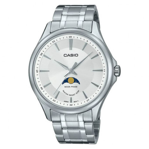 Casio – Moon phase en cadran blanc pour homme – Bracelet en acier inoxydable – MTP-M100D-7AVDF Casio – Moon phase en cadran blanc pour homme – Bracelet en acier inoxydable – MTP-M100D-7AVDF