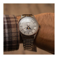 Casio – Moon phase en cadran blanc pour homme – Bracelet en acier inoxydable – MTP-M100D-7AVDF