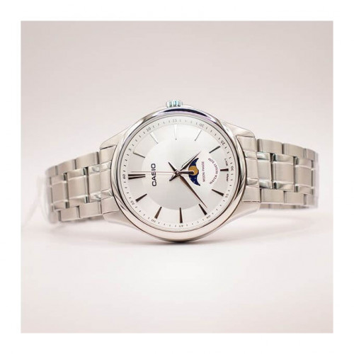 Casio – Moon phase en cadran blanc pour homme – Bracelet en acier inoxydable – MTP-M100D-7AVDF Casio – Moon phase en cadran blanc pour homme – Bracelet en acier inoxydable – MTP-M100D-7AVDF