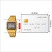 Casio – Affichage carte du monde – Digitale dorée – 5 alarmes – Bracelet en acier inoxydable – A500WGA-9DF Casio – Affichage carte du monde – Digitale dorée – 5 alarmes – Bracelet en acier inoxydable – A500WGA-9DF