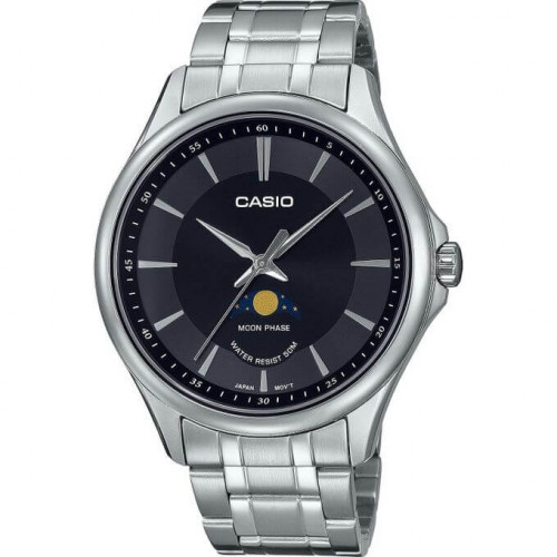 Casio – Montre cadran noir avec indicateur de phase de lune – Bracelet inoxydable – MTP-M100D-1AVDF Casio – Montre cadran noir avec indicateur de phase de lune – Bracelet inoxydable – MTP-M100D-1AVDF