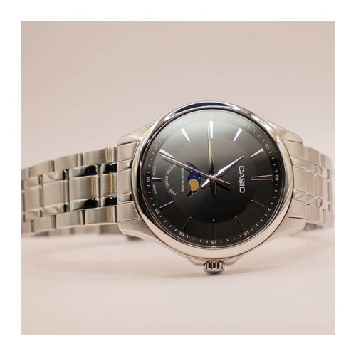 Casio – Montre cadran noir avec indicateur de phase de lune – Bracelet inoxydable – MTP-M100D-1AVDF Casio – Montre cadran noir avec indicateur de phase de lune – Bracelet inoxydable – MTP-M100D-1AVDF