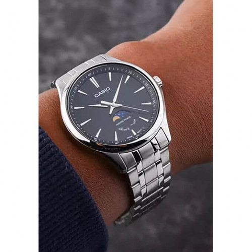 Casio – Montre cadran noir avec indicateur de phase de lune – Bracelet inoxydable – MTP-M100D-1AVDF Casio – Montre cadran noir avec indicateur de phase de lune – Bracelet inoxydable – MTP-M100D-1AVDF
