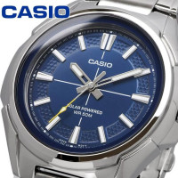 Casio – Tout en acier inoxydable, cadran bleu – Solaire – Étanche 50 m – MTP-RS100D-2AVDF
