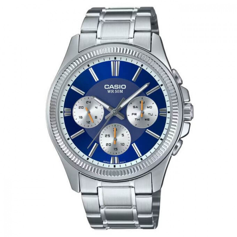 Casio – Montre pour homme cadran bleu avec dateur – WR 50 mètres – MTP-1375D-2A1VDF