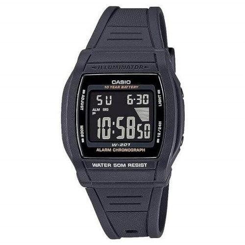 Casio – Design numérique sportif – Batterie de 10 ans – Cadran noir – W-201-1BVDF Casio – Design numérique sportif – Batterie de 10 ans – Cadran noir – W-201-1BVDF