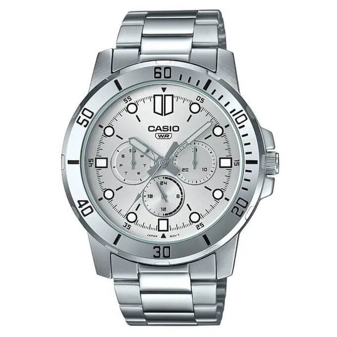 Casio – Argenté cadran argenté – Bracelet en acier inoxydable – MTP-VD300D-7EUDF