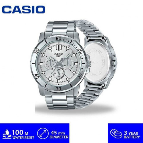 Casio – Argenté cadran argenté – Bracelet en acier inoxydable – MTP-VD300D-7EUDF Casio – Argenté cadran argenté – Bracelet en acier inoxydable – MTP-VD300D-7EUDF
