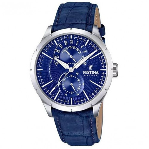 Festina – Style rétro en bleu, cadran bleu – Bracelet cuir bleu – F16573/7 Festina – Style rétro en bleu, cadran bleu – Bracelet cuir bleu – F16573/7