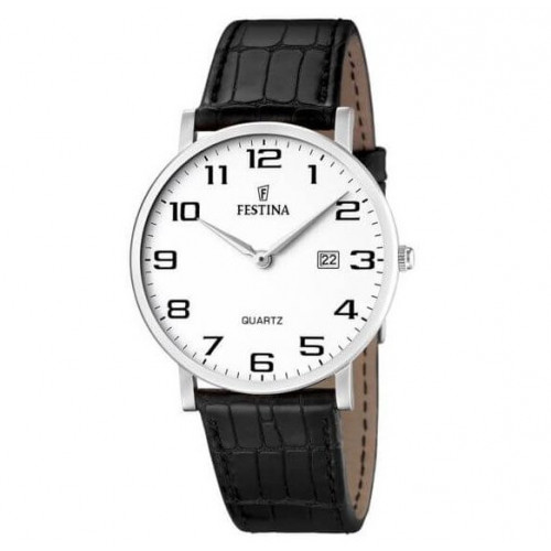 Festina – Extra plate en bracelet cuir noir – Diamètre boîtier 40 mm – Étanche – F16476/1 Festina – Extra plate en bracelet cuir noir – Diamètre boîtier 40 mm – Étanche – F16476/1