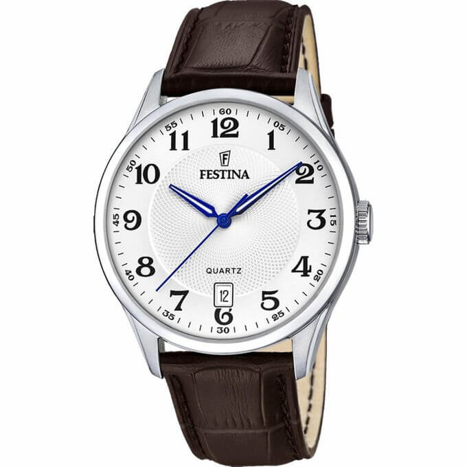 Festina – Classique au diamètre 43.0 mm – Index chiffres avec dateur – Bracelet cuir marron – F20426/1