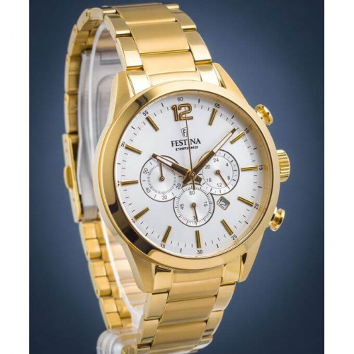 Festina – Tout en acier inoxydable doré – Cadran blanc avec dateur – Chronographe – F20633/1 Festina – Tout en acier inoxydable doré – Cadran blanc avec dateur – Chronographe – F20633/1