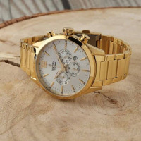 Festina – Tout en acier inoxydable doré – Cadran blanc avec dateur – Chronographe – F20633/1