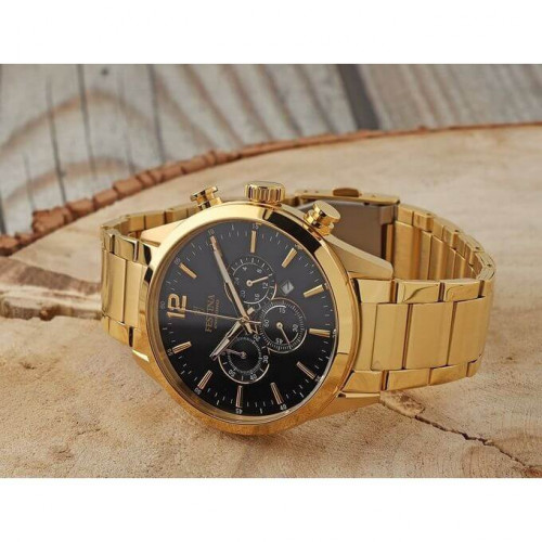 Festina – Montre dorée et cadran noir – Tout en acier inoxydable – Chronographe pour homme – F20633/3 Festina – Montre dorée et cadran noir – Tout en acier inoxydable – Chronographe pour homme – F20633/3