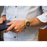 Festina – Montre dorée et cadran noir – Tout en acier inoxydable – Chronographe pour homme – F20633/3