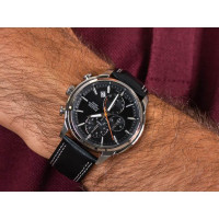 Pulsar – Argenté cadran noir – Bracelet cuir noir – Chronographe avec dateur – PM3119X1