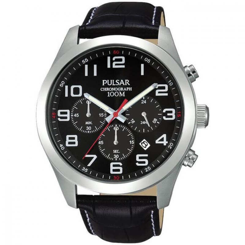 Pulsar – Chronographe avec index chiffres – Dateur sur 4h – WR 100m – PT3667X1
