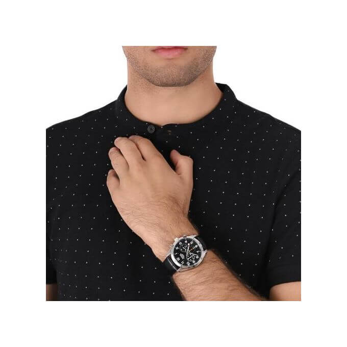 Pulsar – Cadran & bracelet cuir noir – Chronographe pour homme – WR 100m – PT3833X1