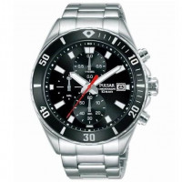 Pulsar – Montre pour homme – Chronographe avec dateur – Cadran bleu et bracelet cuir noir – PT3921X1