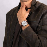 Pulsar – Montre chrono pour homme – En bracelet cuir marron et boîtier en acier inoxydable – PT3817X1