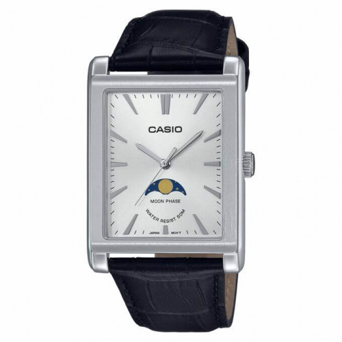 Casio – Montre pour homme – Indicateur de phase de lune – Cadran blanc – Bracelet cuir noir – MTP-M105L-7AVDF Casio – Montre pour homme – Indicateur de phase de lune – Cadran blanc – Bracelet cuir noir – MTP-M105L-7AVDF