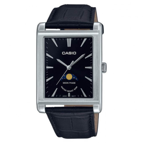Casio – Montre pour homme – Indicateur de phase de lune – Cadran noir – Bracelet cuir noir – MTP-M105L-1AVDF Casio – Montre pour homme – Indicateur de phase de lune – Cadran noir – Bracelet cuir noir – MTP-M105L-1AVDF